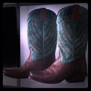 Stetson leather boots brown with turquoise accents